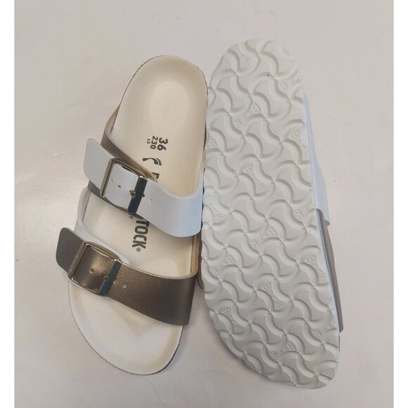 Birkenstock Arizona Split Birko-Flor Womens Size 5 Sandals Gold White EU 36 - Picture 8 of 9
